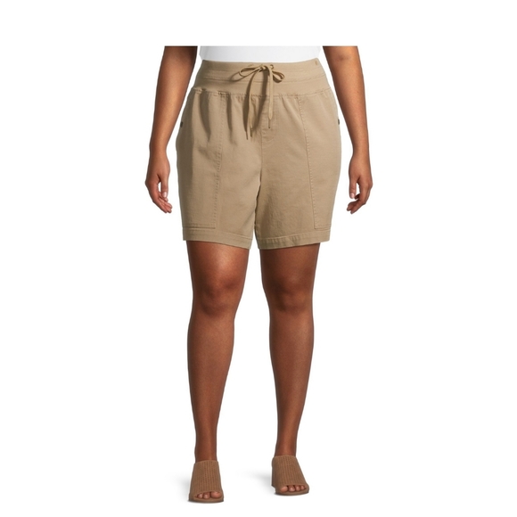 Terra & Sky NWT Women's Plus Size Utility Shorts Tan 656 - Picture 4 of 7